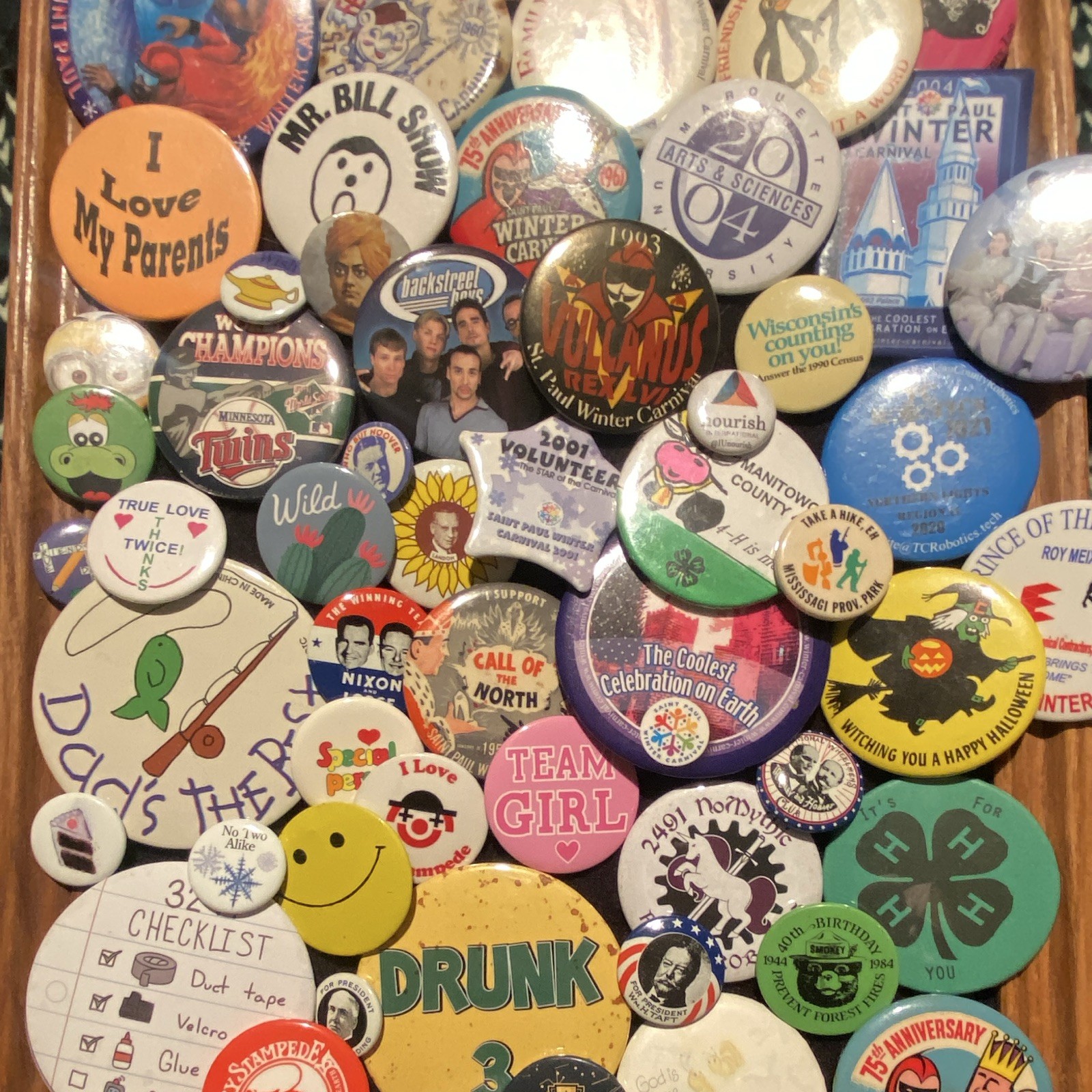 Large Pinback Button Lot EA