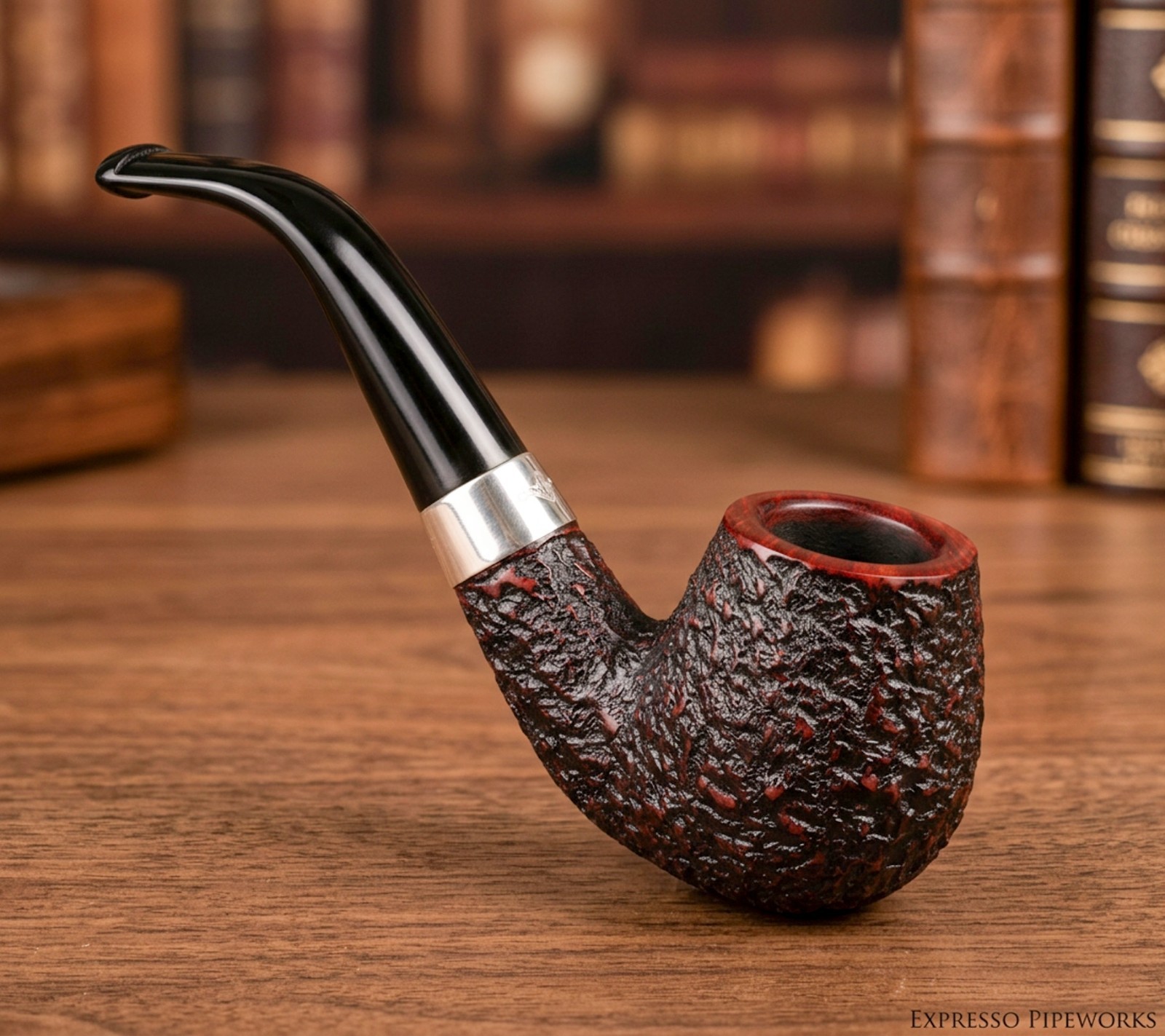 Estate Peterson Donegal Rocky 68 Bent Brandy Sterling Silver Band (2001) Renewed