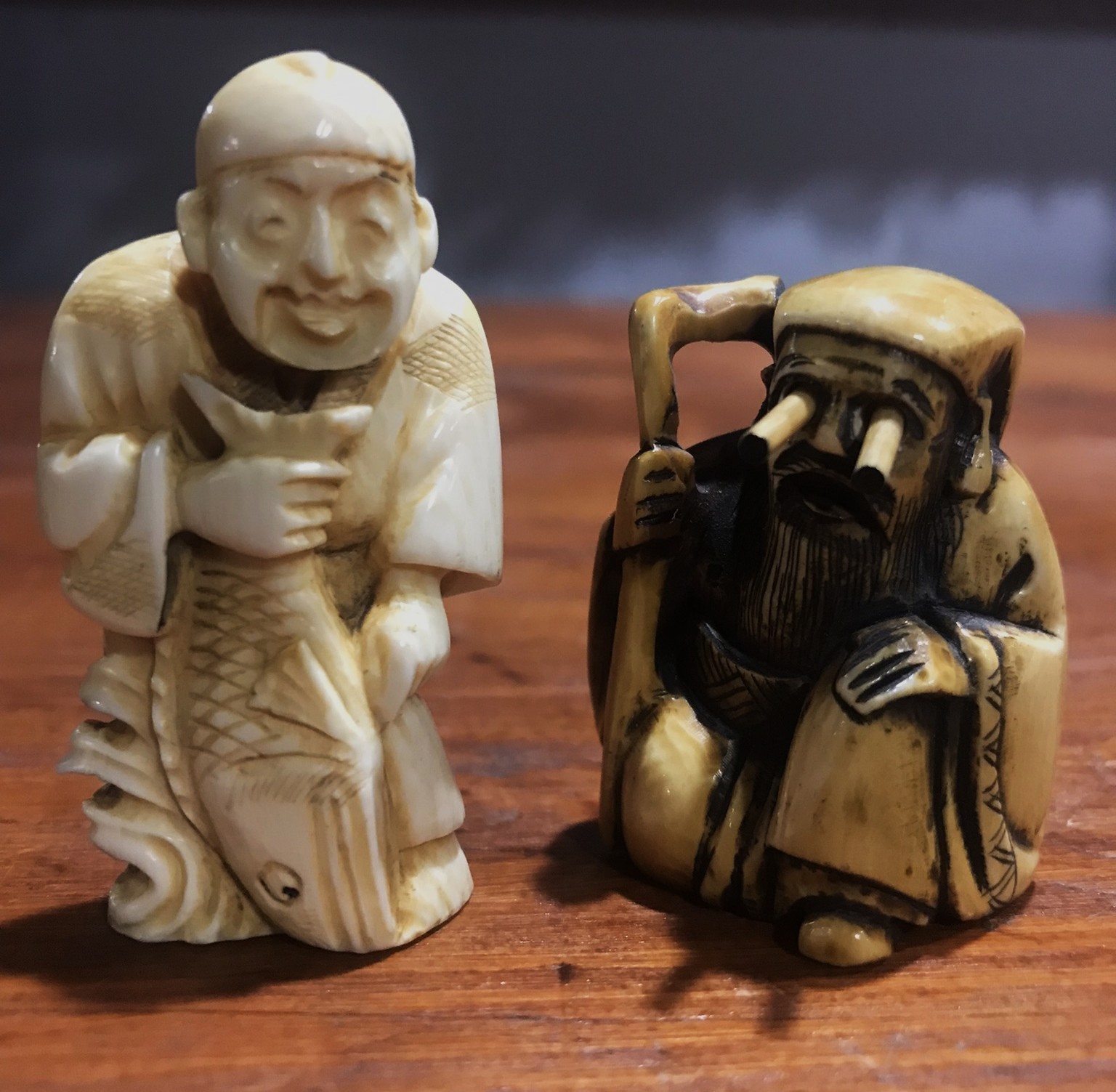2 Antique Netsuke Figurines