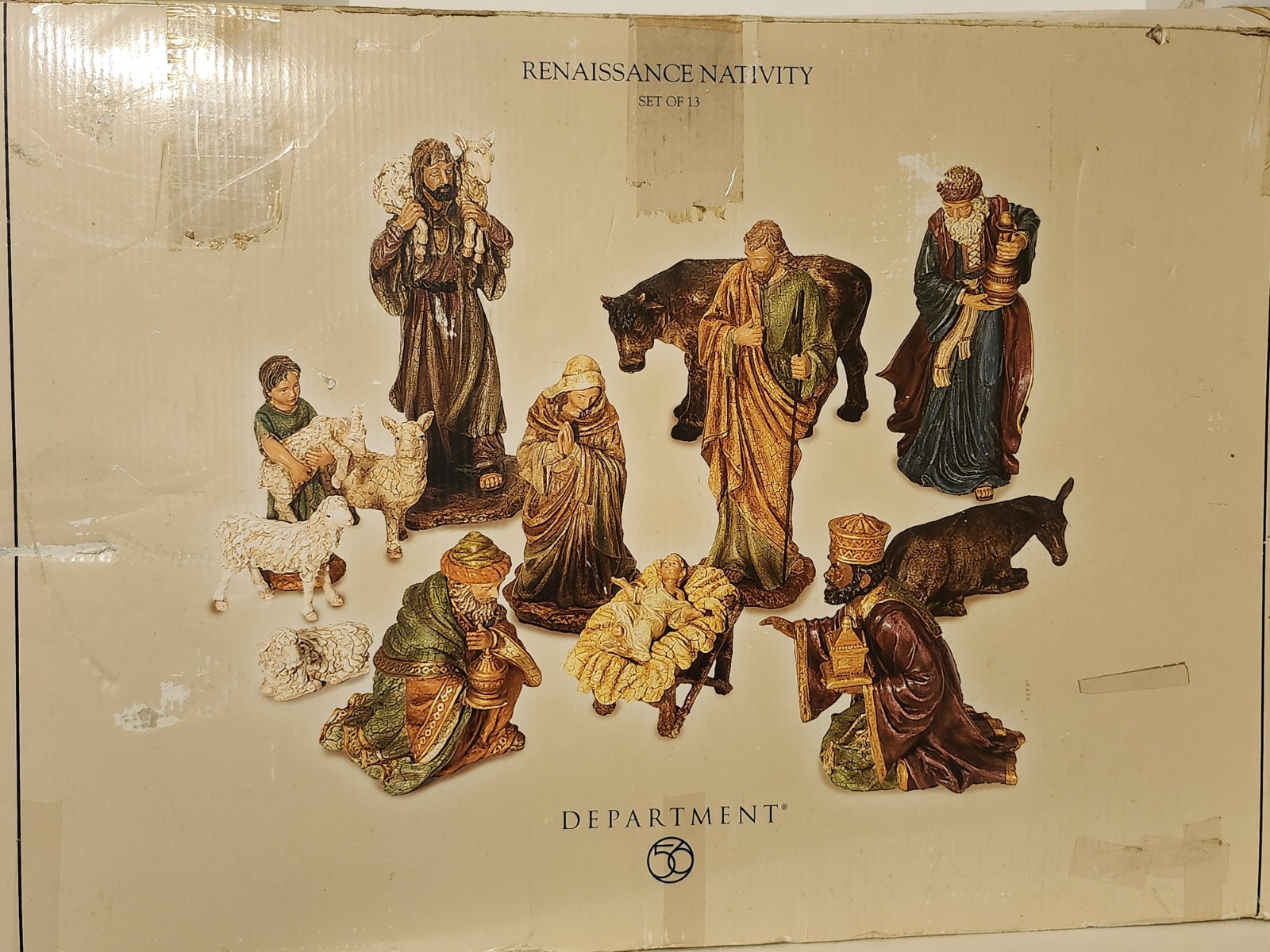 Old Vtg Retired Department 56 RENAISSANCE Complete Nativity Set of 12 W/Box READ