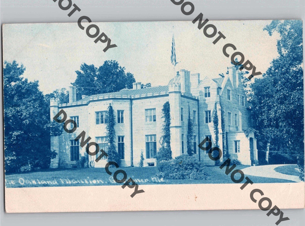 c1905 Oakland Mansion GARDINER Maine ME Kennebec County Cyanotype RPPC Photo