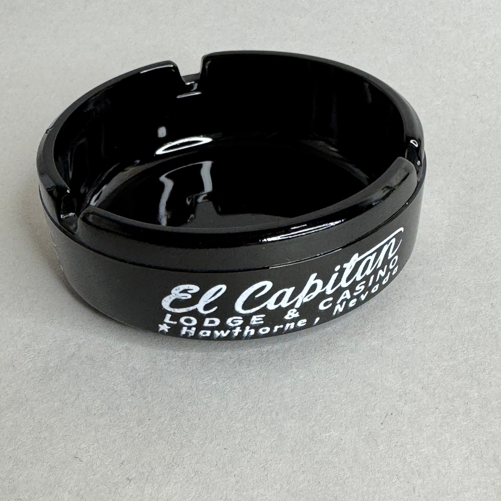 Vintage El Capitan Lodge & Casino Hawthorne Nevada Black Glass Ashtray