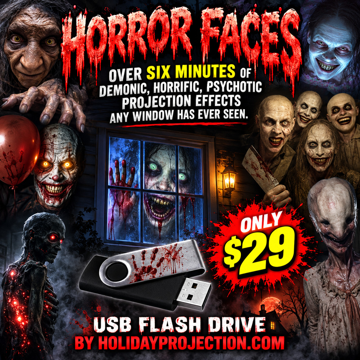 HOLIDAY PROJECTION - HORROR FACES — THE ULTIMATE HALLOWEEN WINDOW PROJECTION