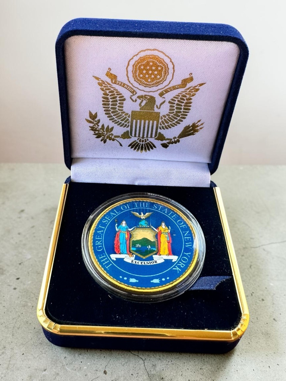 NEW YORK (NY) State Seal Challenge Coin in Velvet Case ·PERFECT GIFT· ·IN STOCK·
