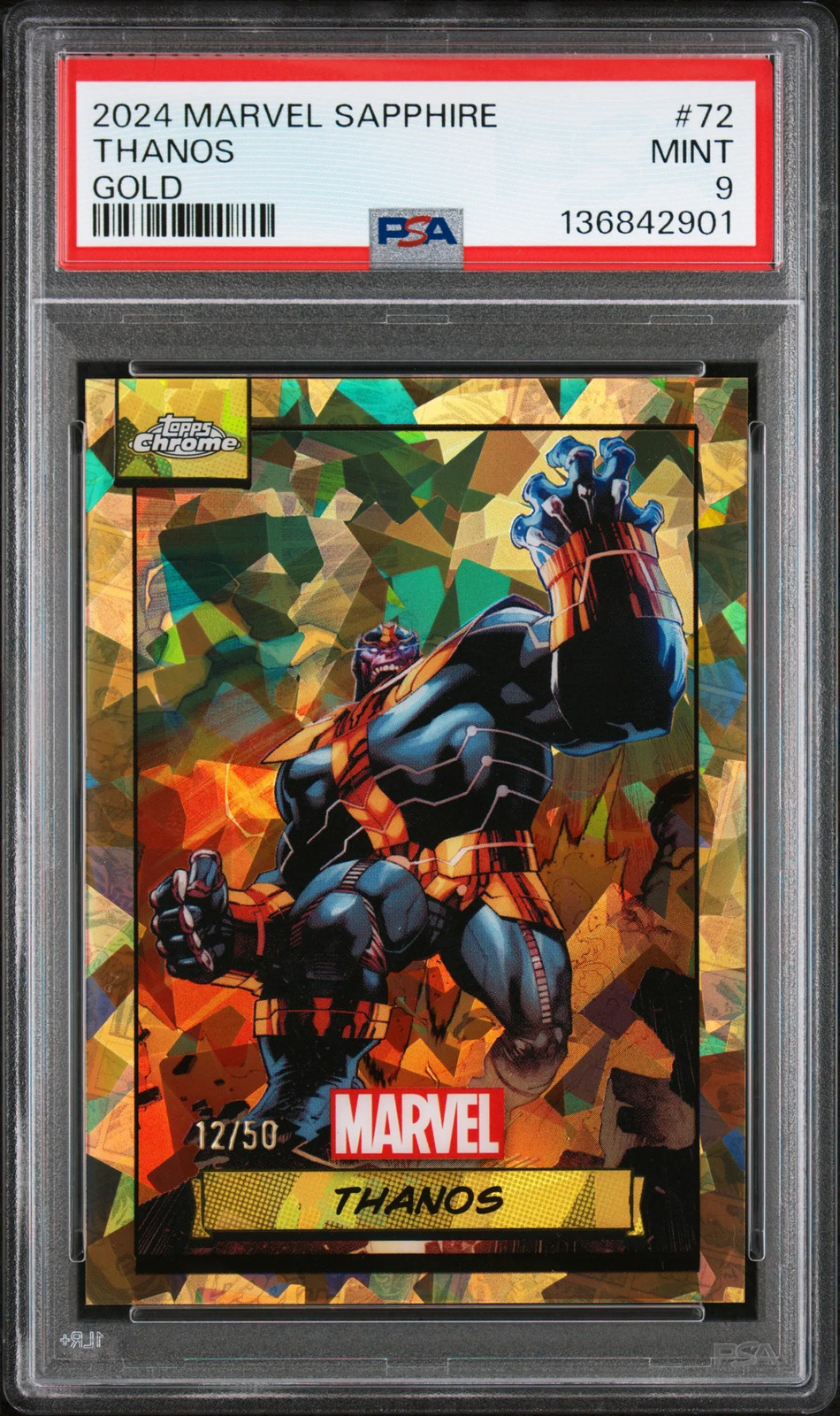 2024 Topps Chrome Marvel Sapphire Edition Thanos 12/50 #72 PSA 9