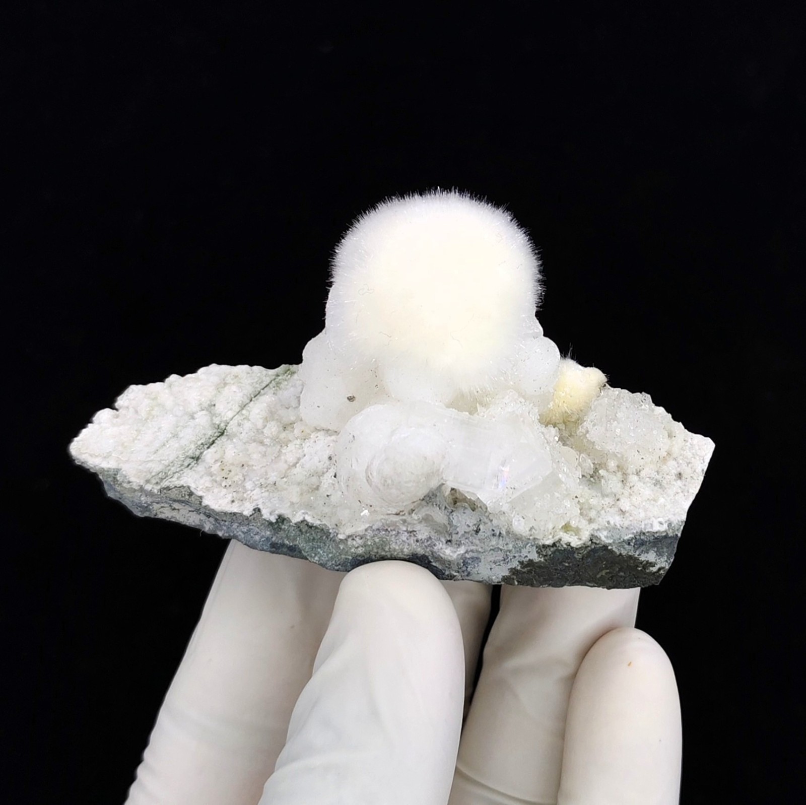 Natural Okenite, Apophyllite On Base Matrix Minerals Specimen #1113