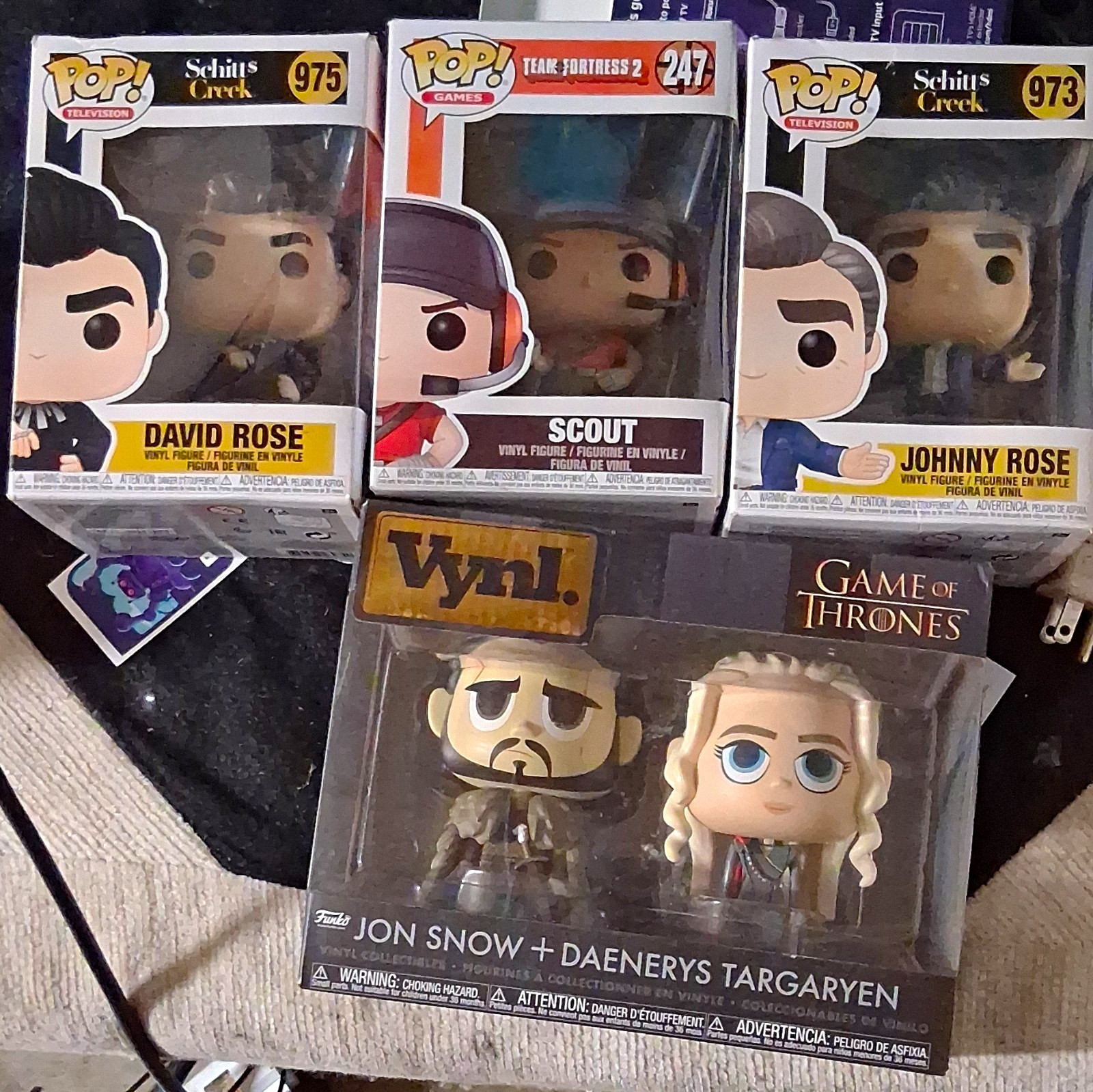 Funko Pop Mixed Lot Boxed Vinyl: Schitt's Creek 973/975 + GoT Vynl