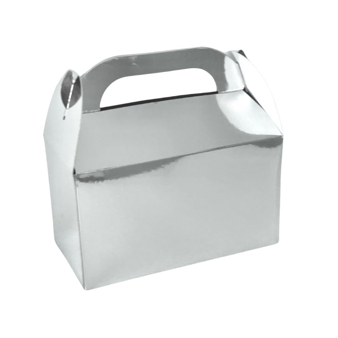 A Little Extra Co Silver party treat box 25 Pack Silver Metalic Paper Box 6.2 x