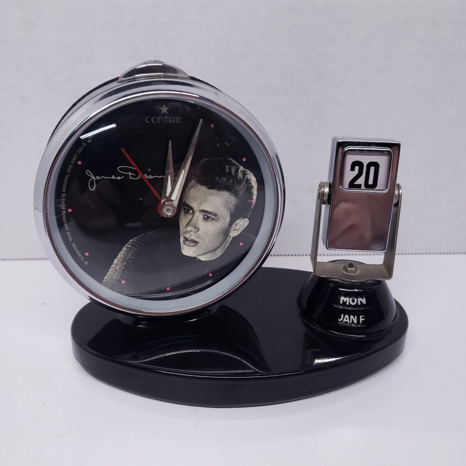 Vintage Centric James Dean Alarm Clock Glow In The Dark Flip Date Needs Movement
