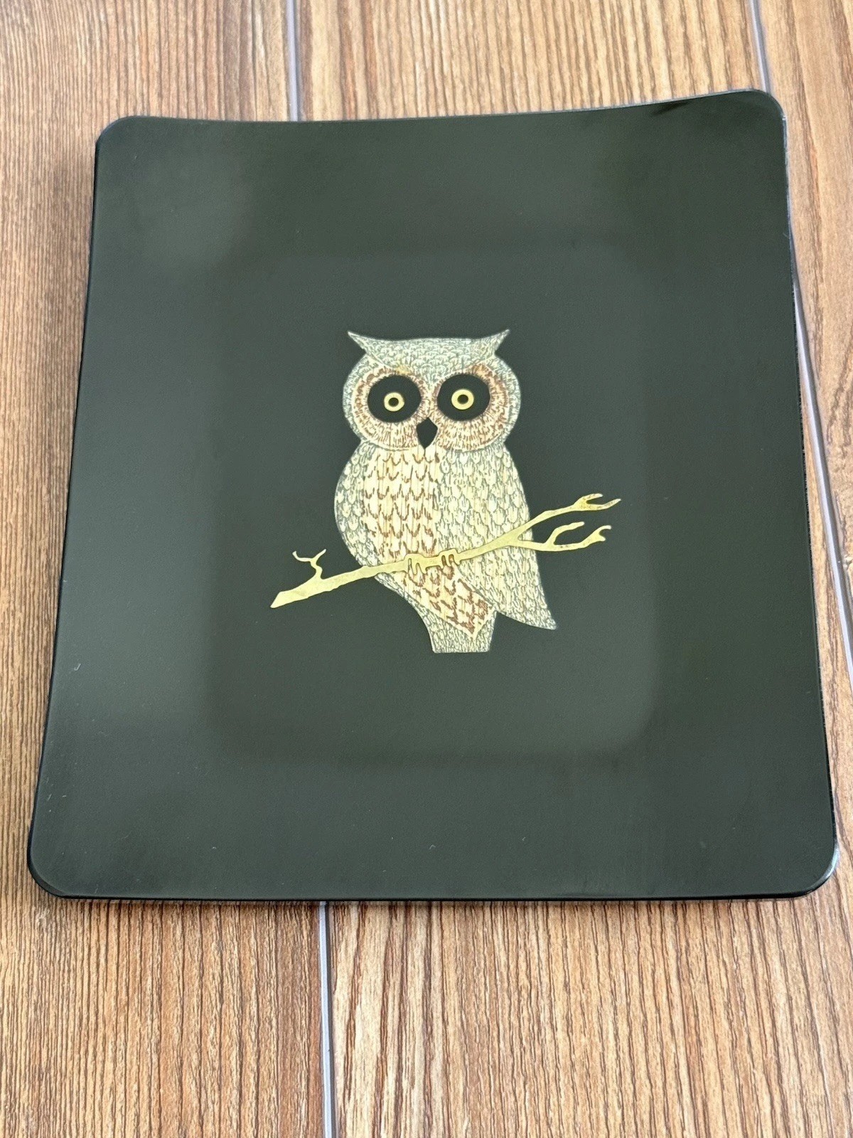 Vintage Mid-Century COUROC Of Monterey Owl Plate 6 X 7“ Tray Excellent Condition