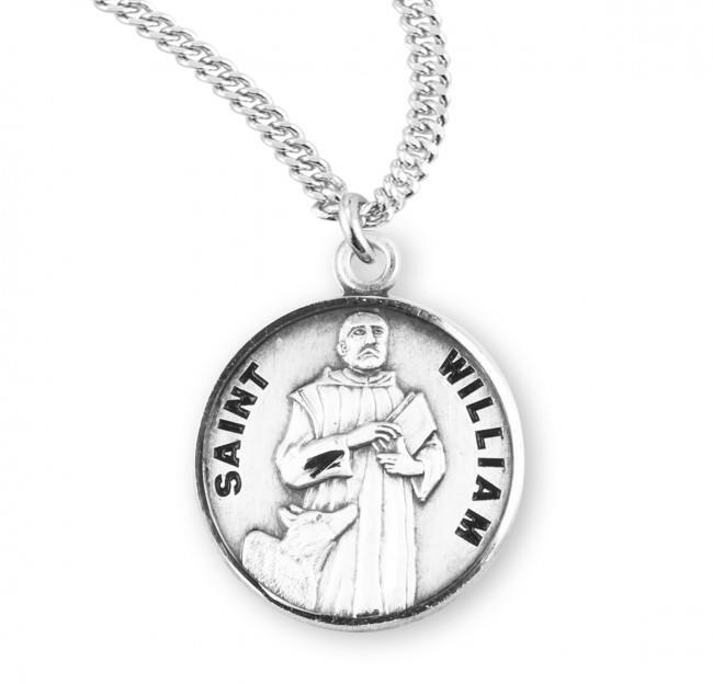 Hand Plished Patron Saint William Round Sterling Silver Medal Size 0.9in x 0.7in