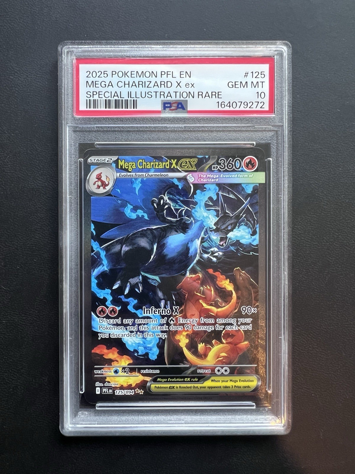 PSA 10 MEGA CHARIZARD X EX 125/094 Phantasmal Flames Pokemon Card