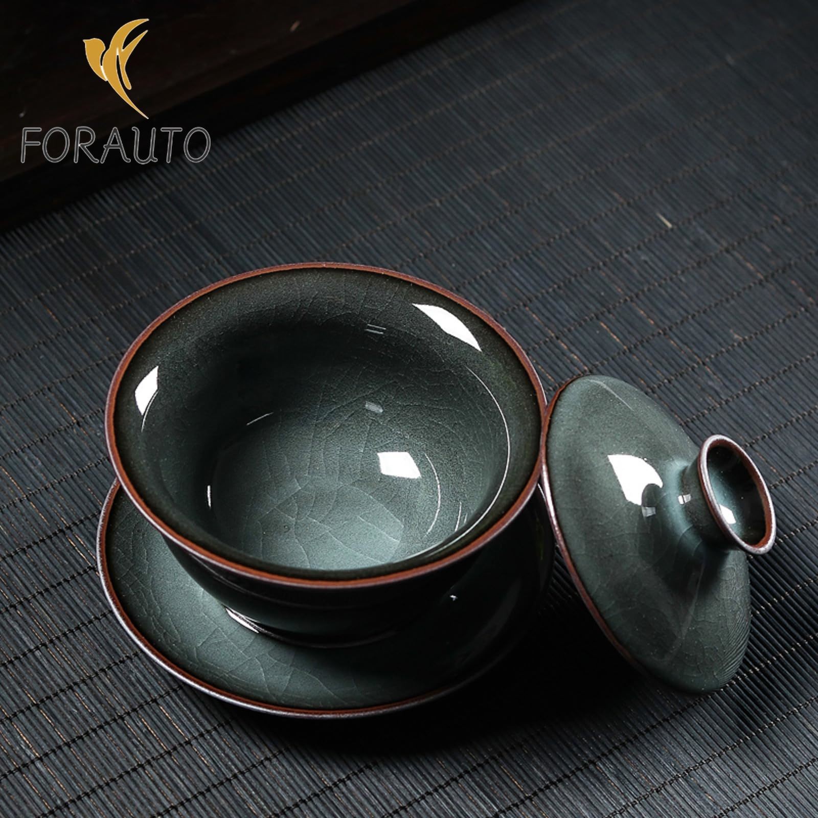 Gaiwan Teacup Sancai Longquan Ice Cracking190ml 6.5oz Brew Tea Tea Set Ceramics