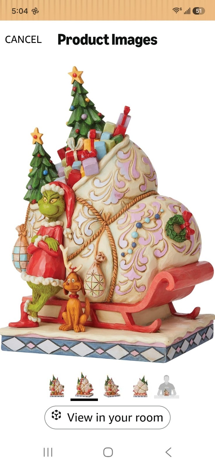 Jim Shore Dr. Seuss The Grinch and Max Standing by Sleigh Figurine RARE