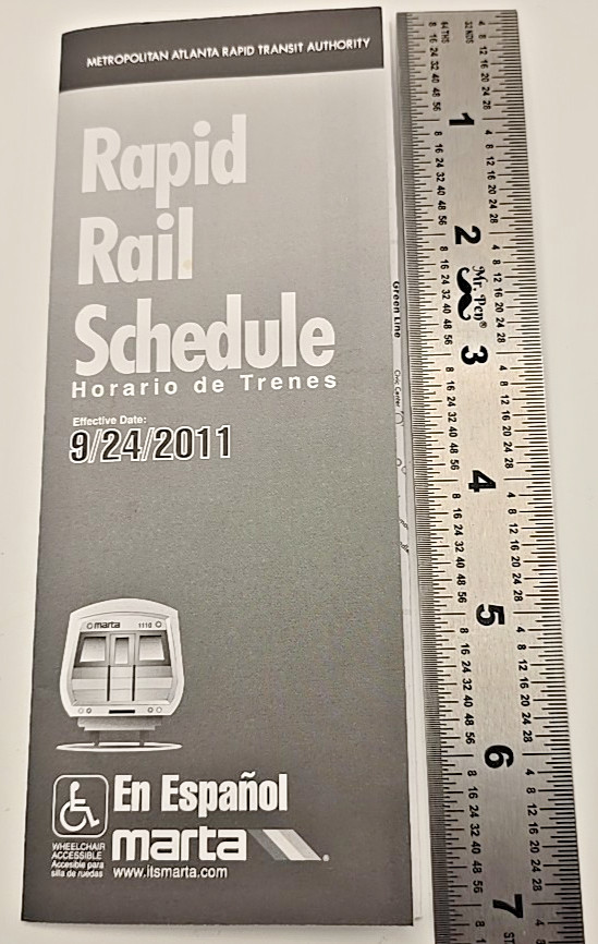MARTA Rapid Rail Schedule - 9/24/2011