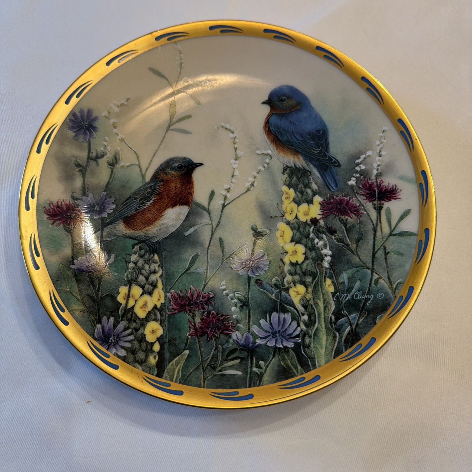 Lennox, Summer Interlude, Bluebirds, 1992, Nature\'s Collage Plate Collection