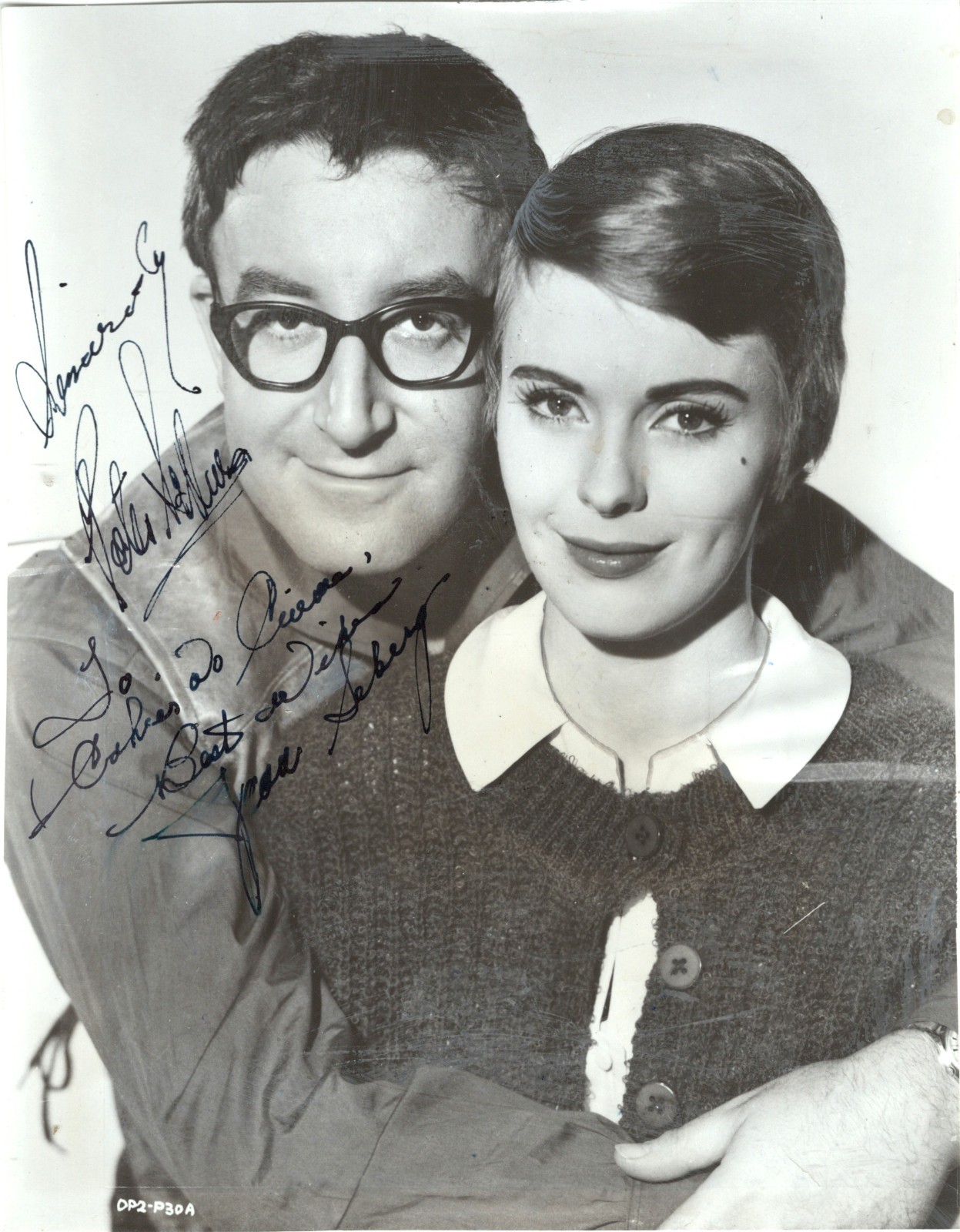 TRAGIC ACTRESS JEAN SEBERG & BRITISH COMEDIAN  PETER SELLERS, RARE SIGNED PHOTO.
