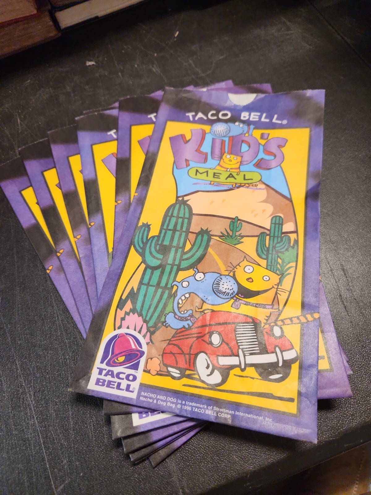 RARE Vintage 1996 Taco Bell Nacho And Dog On Road Kids Meal  9 Bags