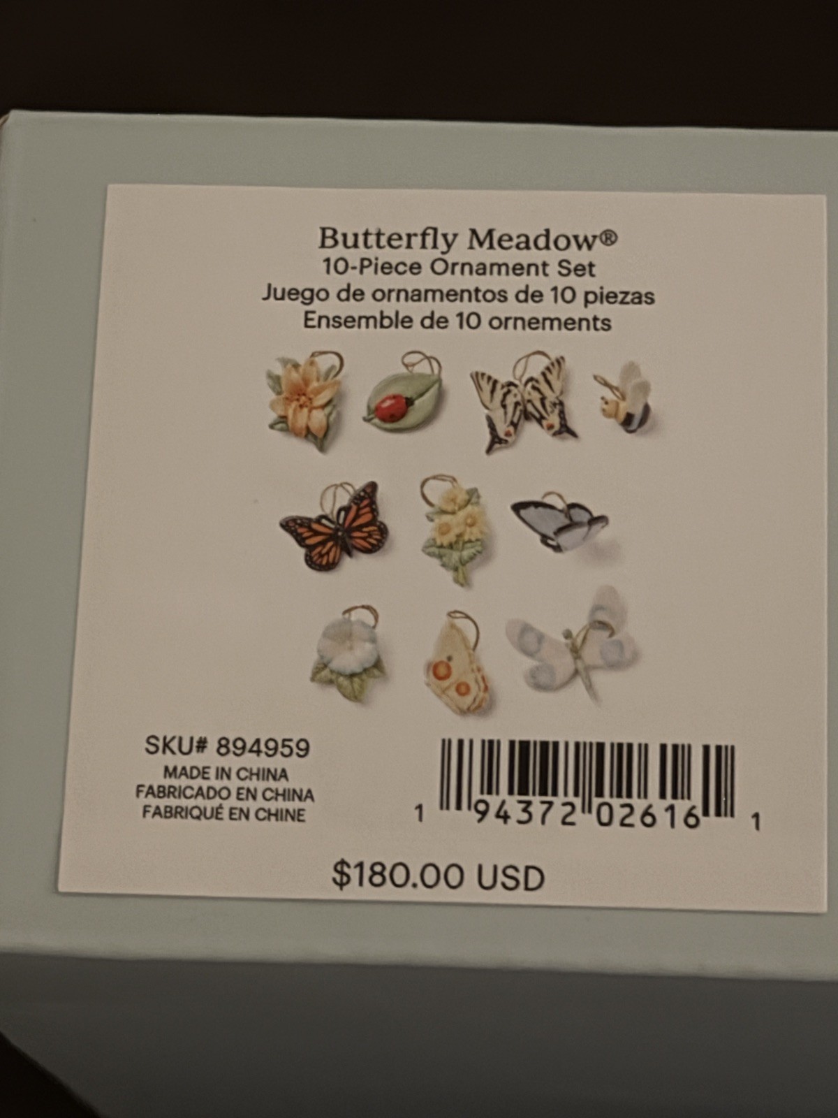 Lenox Mini Ornament Set Of 10 - Butterflies, Ladybug, More