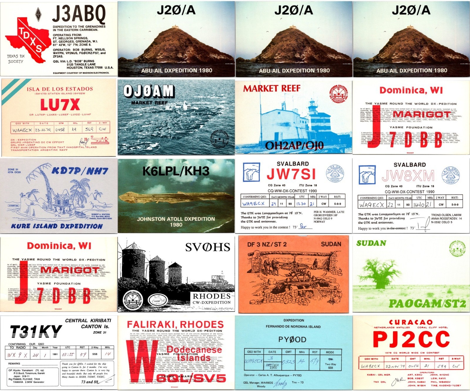 22 Rare DX QSL Cards Sudan Banaba NCDXF CQWW Vintage Ham Radio Collection