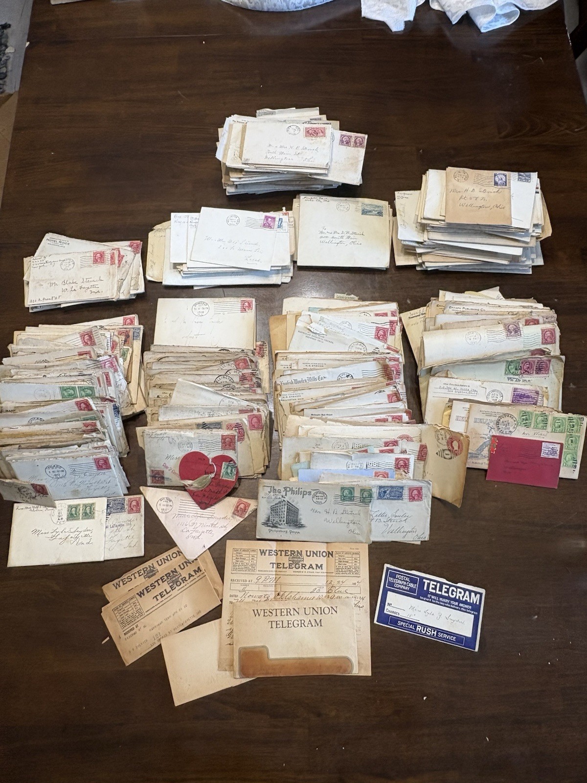 400+ letters from early 1900’s-1960 most from 1900-1930’s + 6-1920’s telegrams 