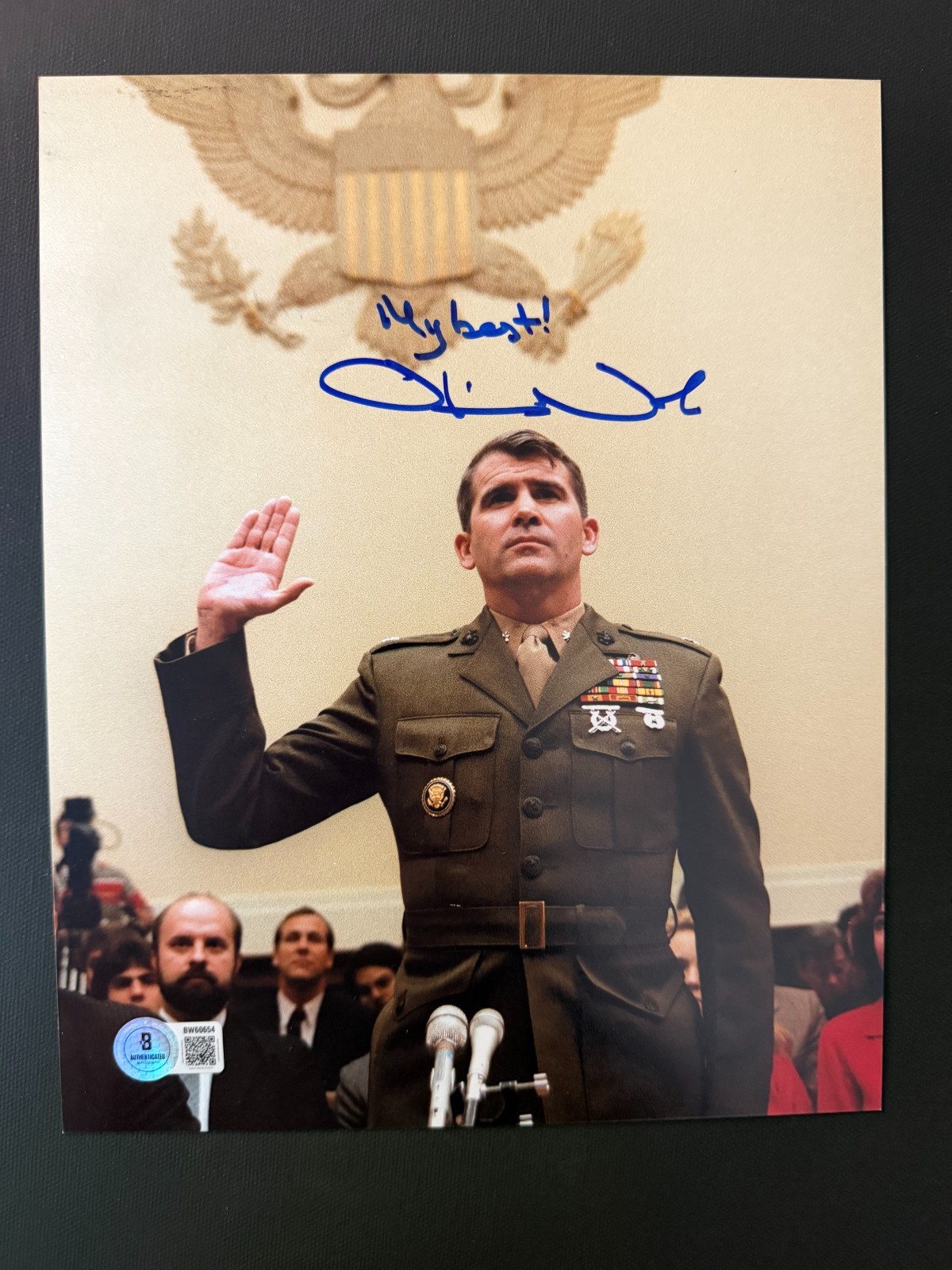 Oliver North Rare autographed signed USMC Iran Semper Fi 8x10 photo Beckett BAS