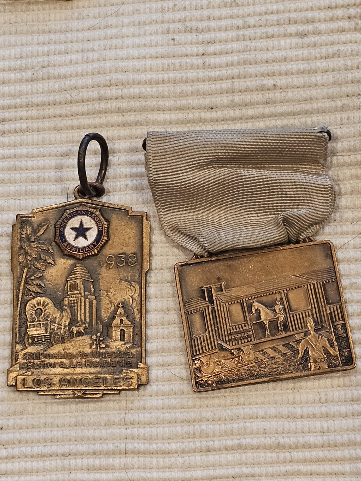WWI Army French 40 x 8 Train 1938 American Legion Wrap Brooch Medal Set L@@K