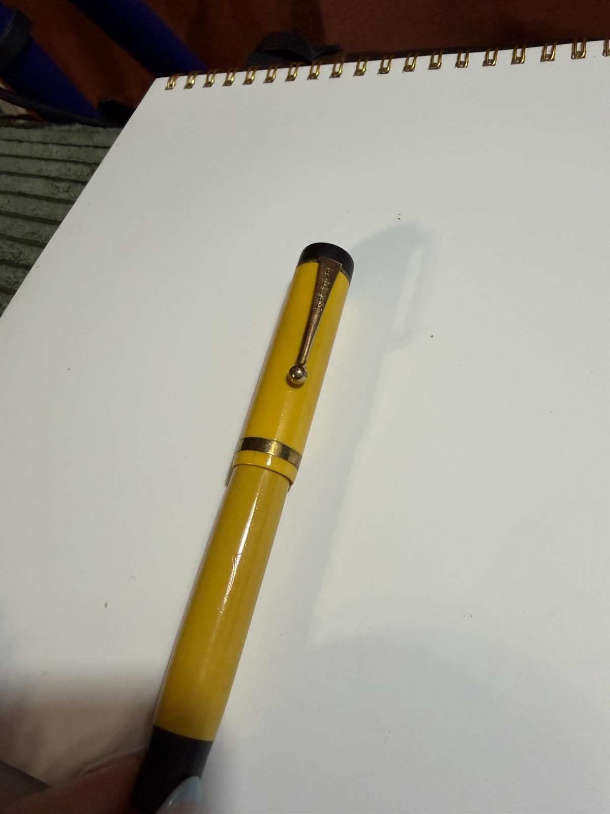 Vintage 1928 Parker Duofold Junior Mandarin Yellow Fountain Pen 14K Gold Nib