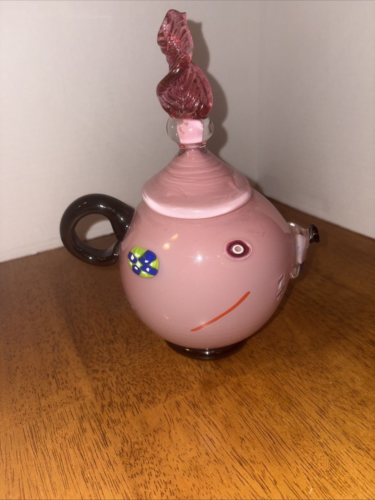 Art Glass Sculpture /Pink Face /Whimsical /Paperweight/2004/Mint