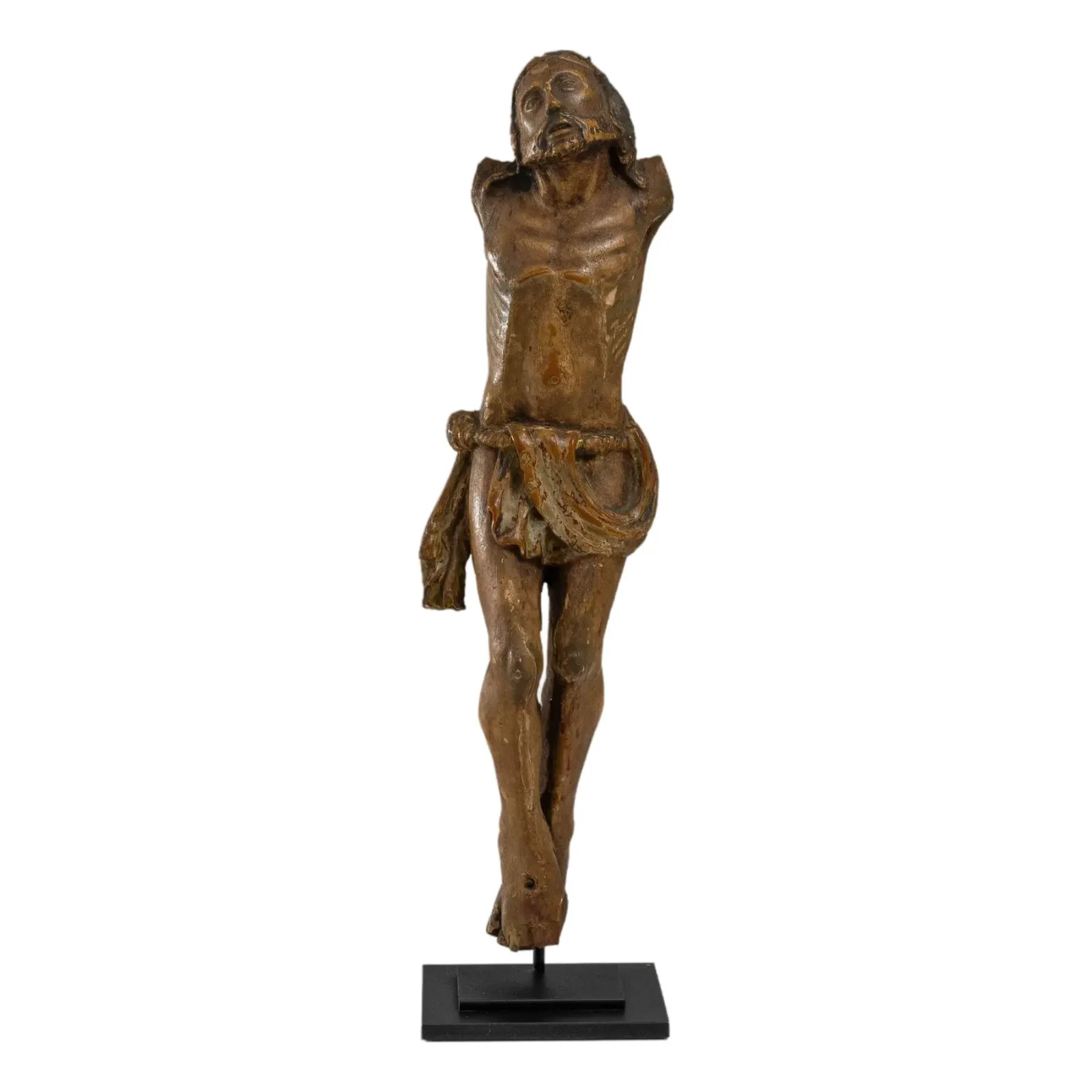 17th/18th Century French Wooden Sculpture of Jesus on Metel Stand