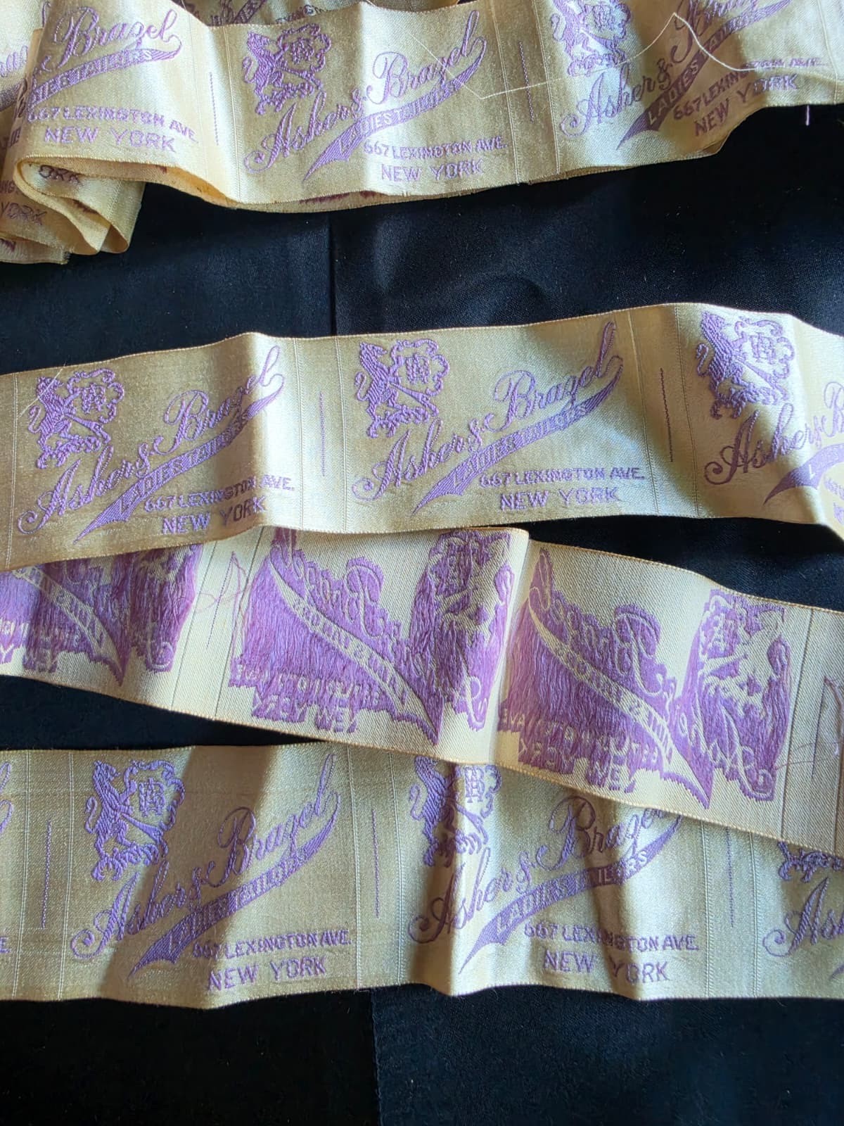 ANTIQUE EDWARDIAN SILK DRESS LABEL LOT OLD STOCK