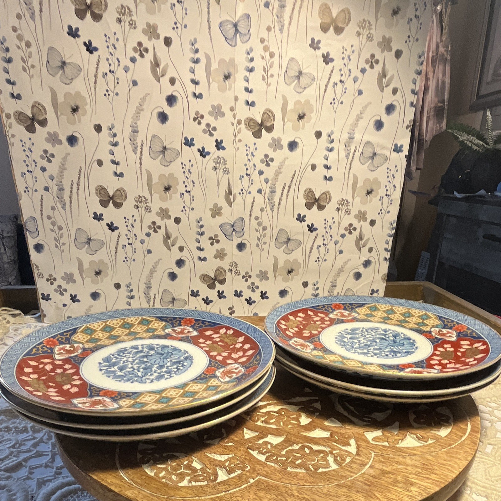 Set of 6 Vintage Smithsonian Institution Imari Porcelain Salad Plates Japan SMB1