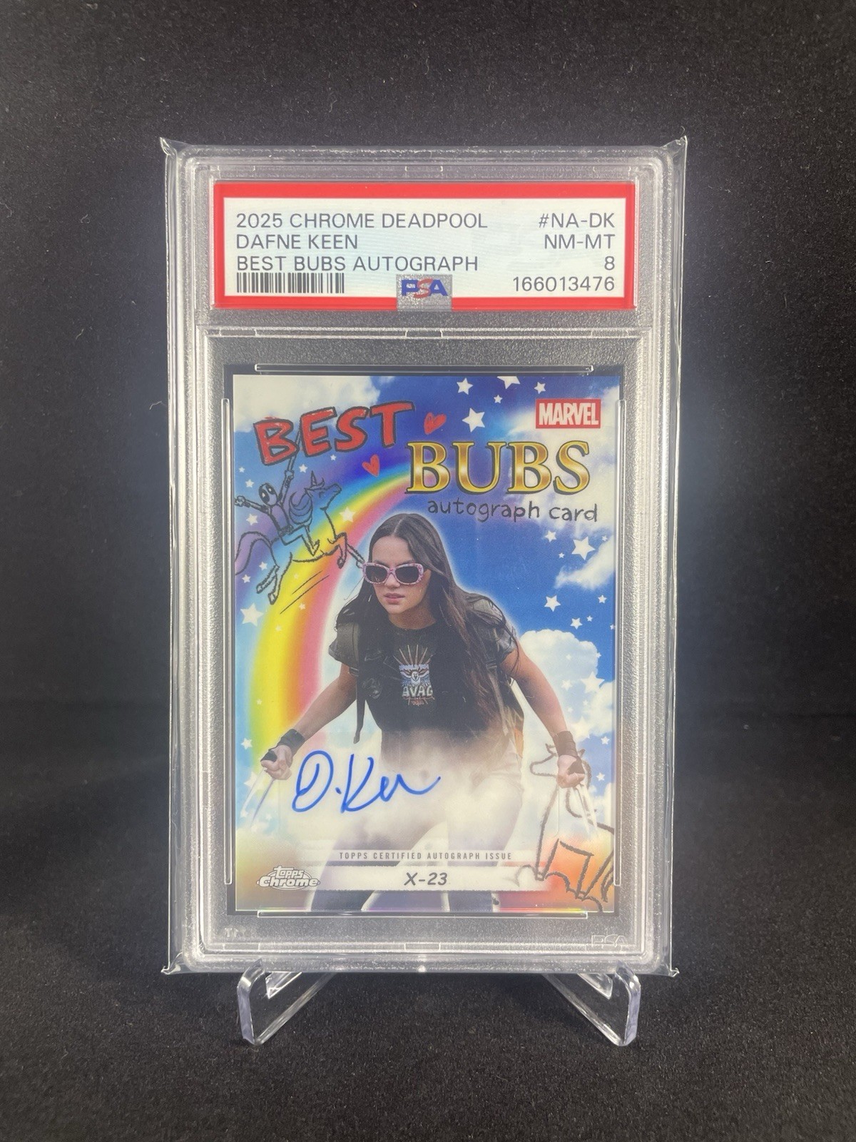 2025 PSA 8 Dafne Keen Best Bubs Autograph #NA-DK Topps Chrome Deadpool Auto