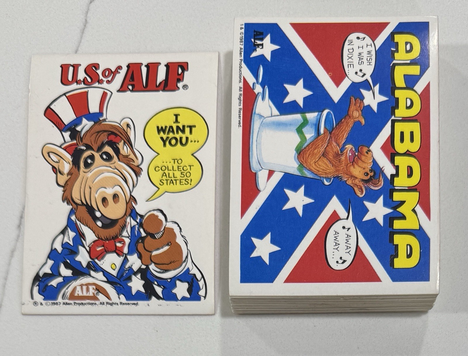 1987 Zoot U.S. of Alf Complete Set of 51 Stickers