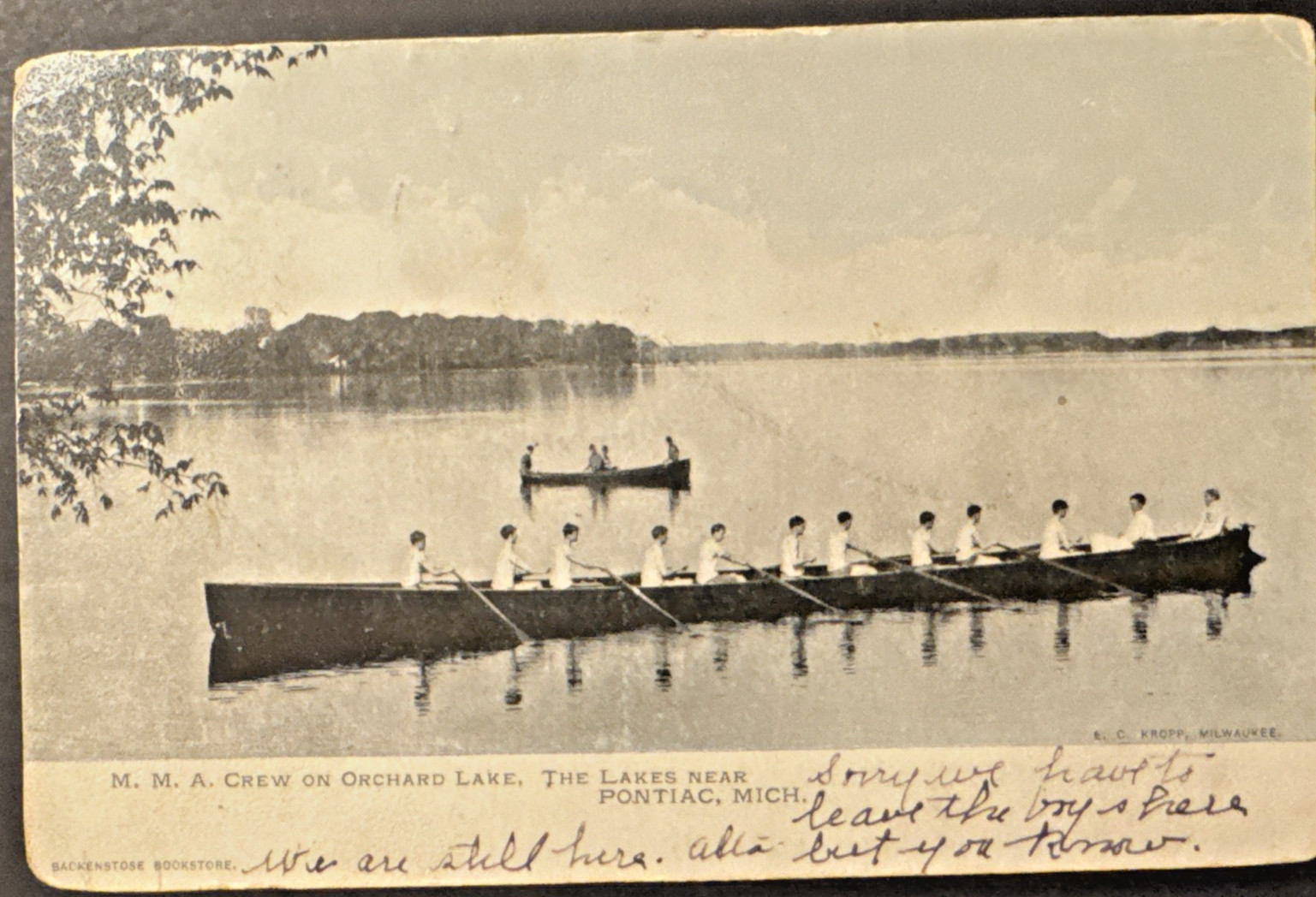 Michigan Military Academy  Rowing Crew on Orchard Lake, Pontiac MI c1906 UDB