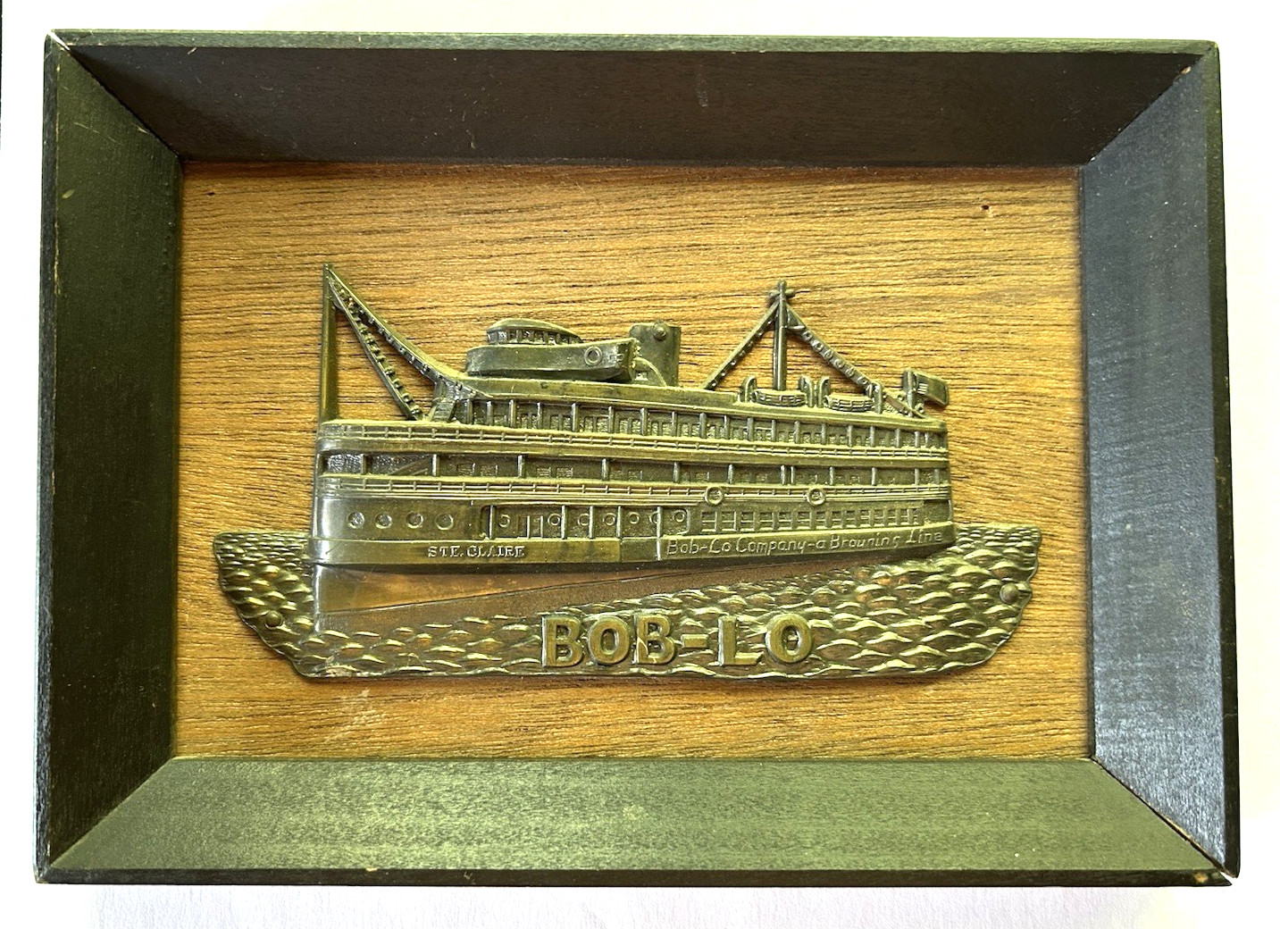 Vintage Bob-Lo Island Boat Wood Framed Souvenir Plaque