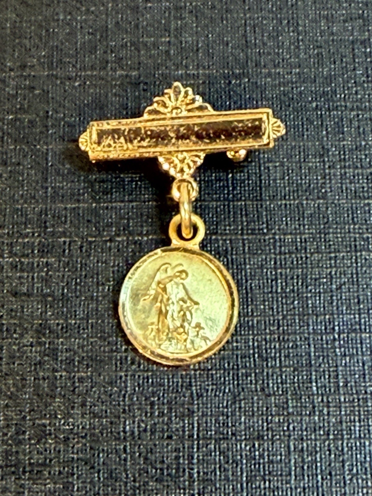 Vintage Chapel 14K Gold Filled Baby Guardian Angel Engravable Bar Pin
