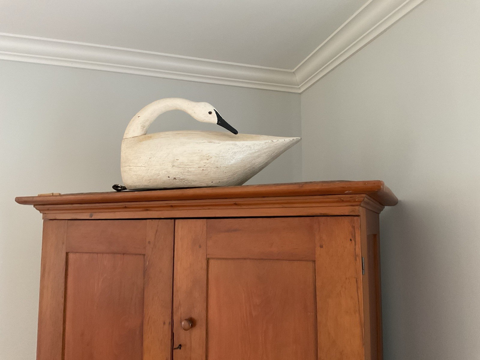 Vintage F&S (Fred Schieber) Large Swan Decoy Wood Sculpture w Glass Eyes (Nice)