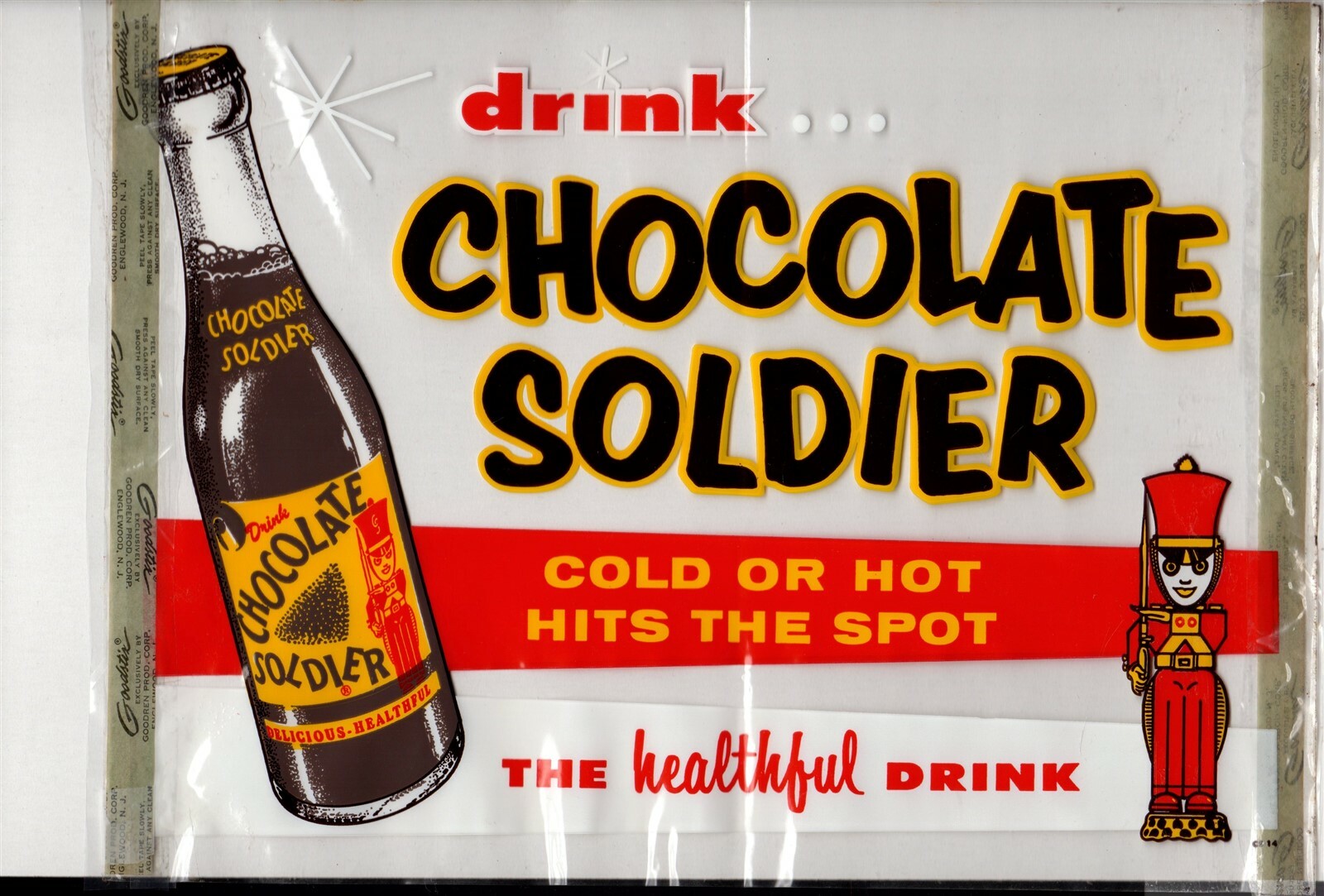 Chocolate Soldier Clear Self Adhesive CS 14 Window Sign 9 1/2