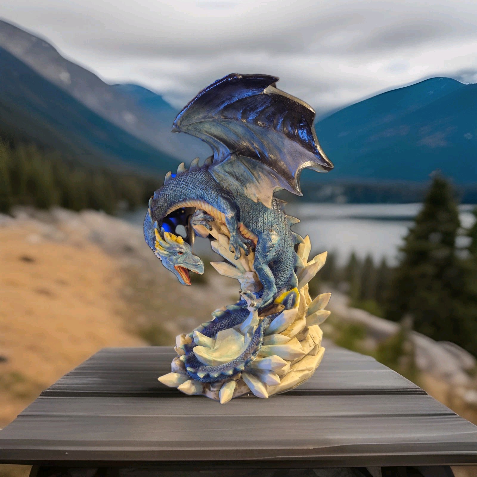 Ebros Large Blue Hyperion Water Behemoth Dragon  14 inches tall