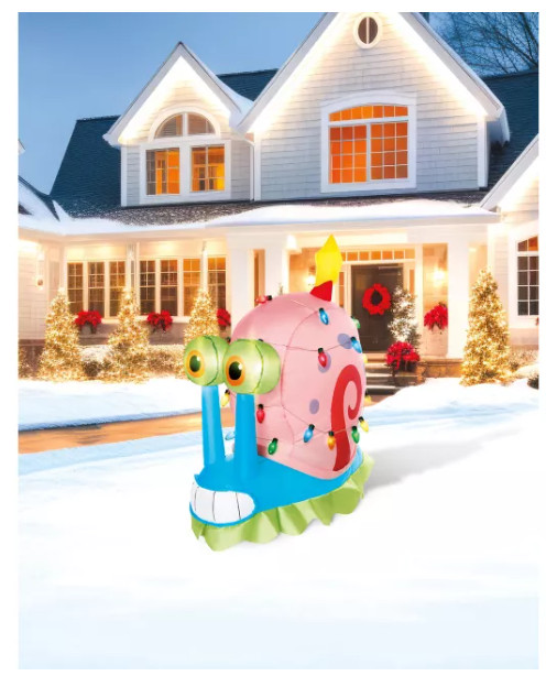 3 FT Light-Up Gary the Snail Inflatable Decoration SpongeBob Holiday Outdoor