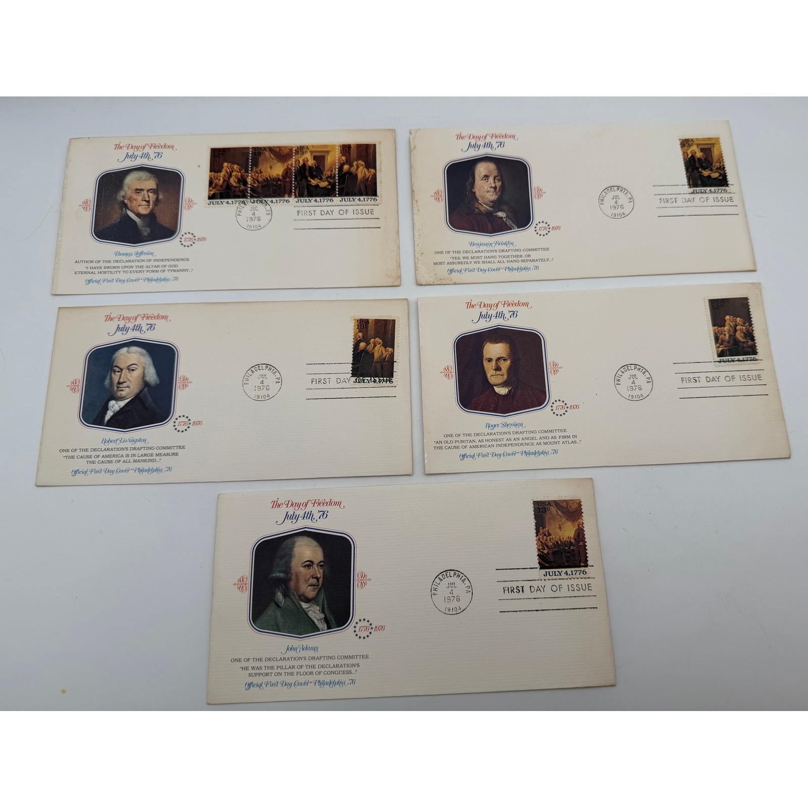 1976 Bicentennial First Day Cover Set The Day of Freedom Founding Fathers FDC