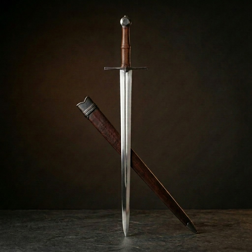 Hand Forge 5160 High Carbon Steel Templar Medieval Sword Longsword With Scabbard