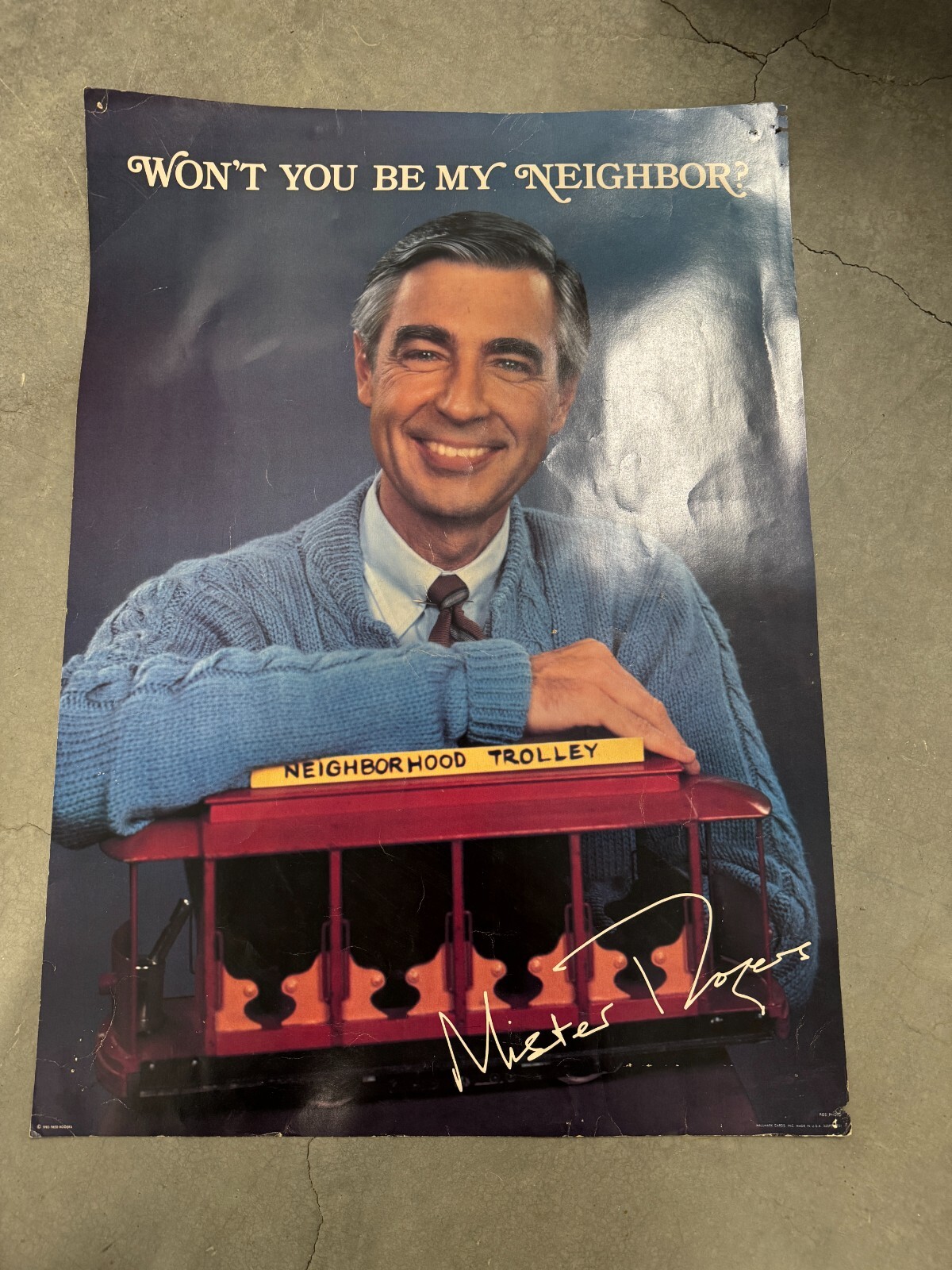 1985 Hallmark Mr. Rogers Won't You Be My Neighbor Blue Poster