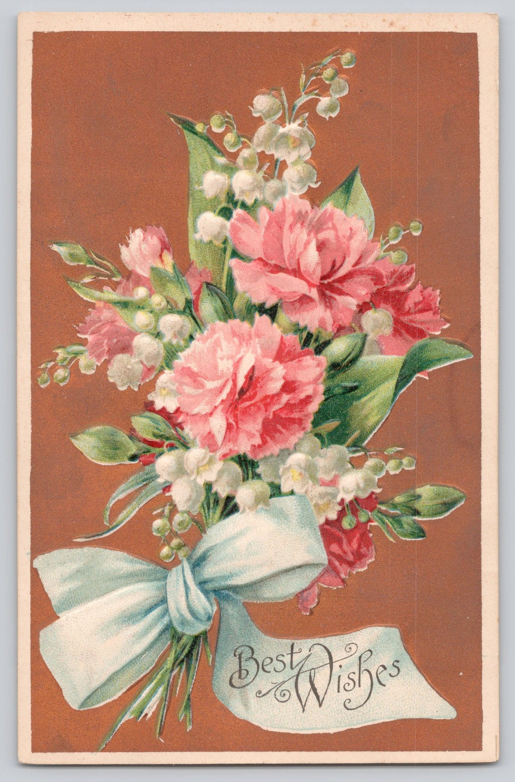 Antique Embossed Best Wishes Floral Postcard c1905 Undivided Back