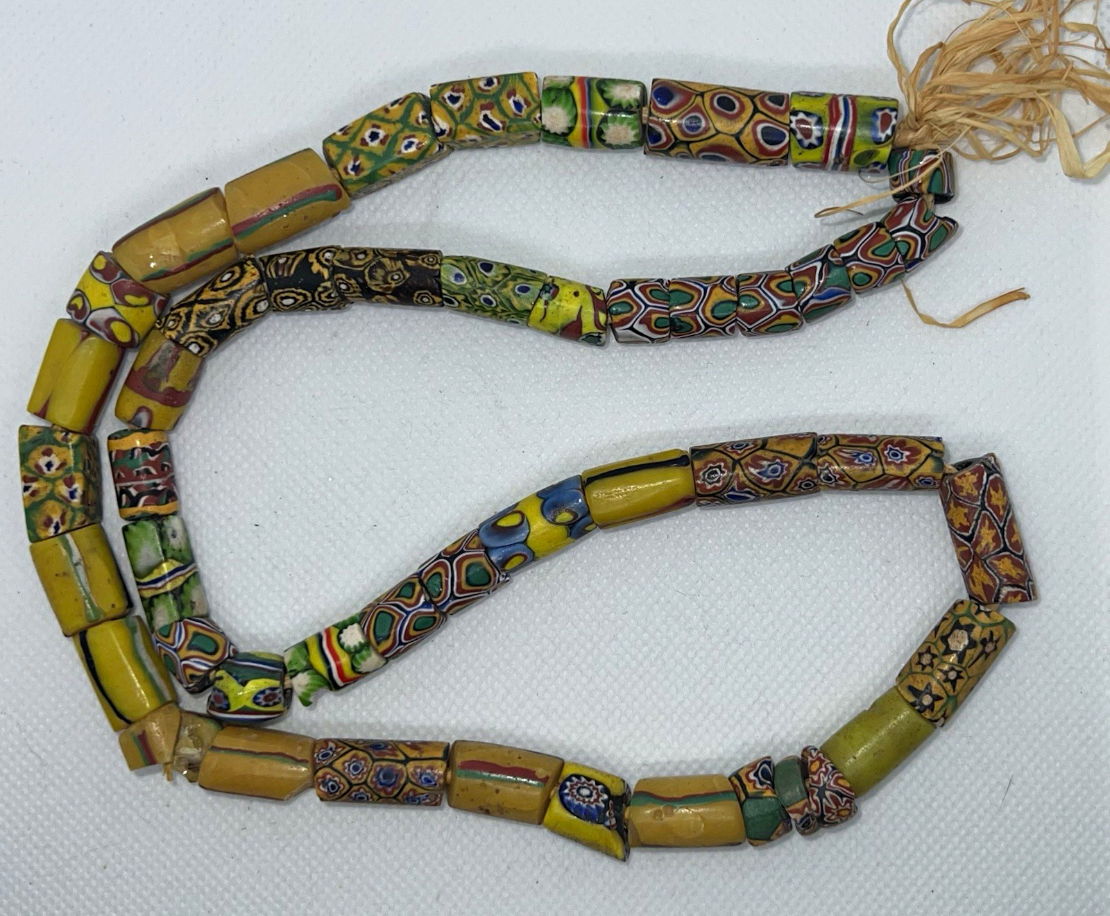 Antique Venetian Millefiori African Trade Beads 27” Strand 48 Glass Beads 11mm