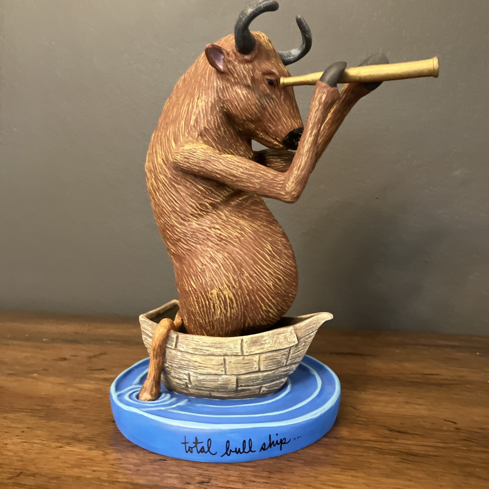 NEW-Vtg Will Bullas’ “TOTAL BULL SHIP” Pearl Bisque Figurine