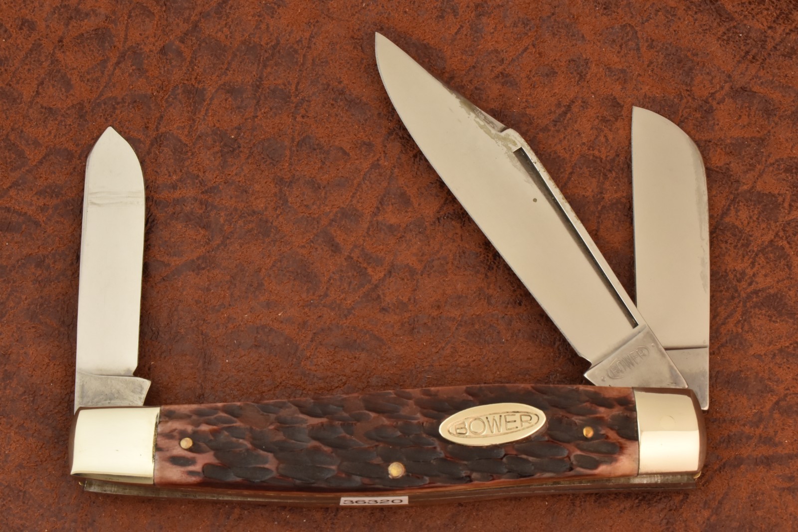 VINTAGE FA BOWER SOLINGEN GERMANY RED BONE JUMBO LONG PULL STOCKMAN KNIFE (36320