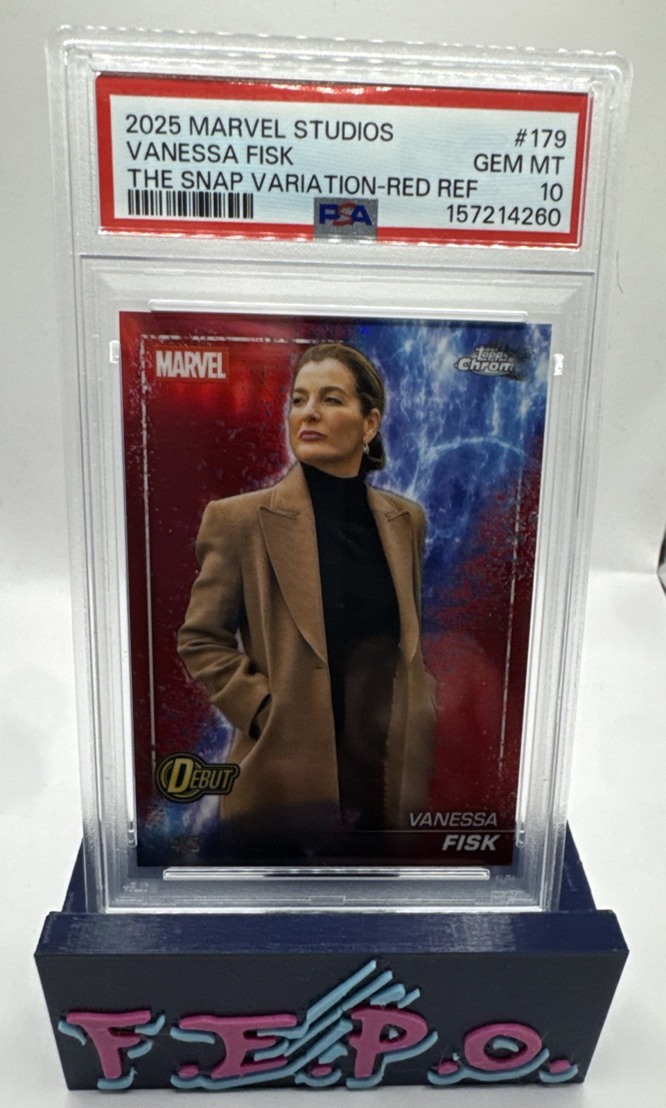 2025 Topps Chrome Marvel Studios Red Refractor Daredevil Vanessa Fisk 4/5 PSA 10