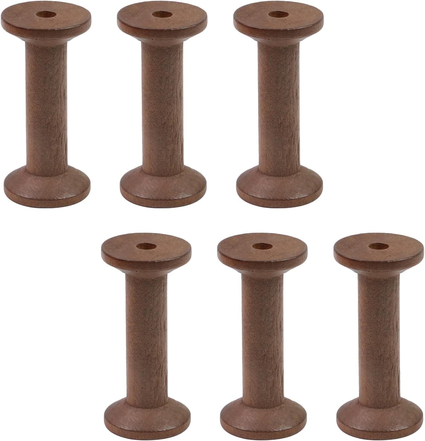 6 Pcs Small Wooden Empty Spools Vintage Thread Spools Yarn Spool Textile Bobbins